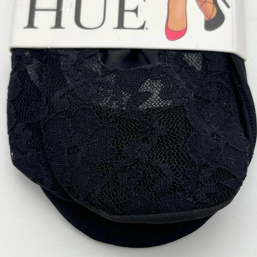 HUE Liner Socks Women One Size Black Perfect Edge 3PR Combo Lace U23066 Pack